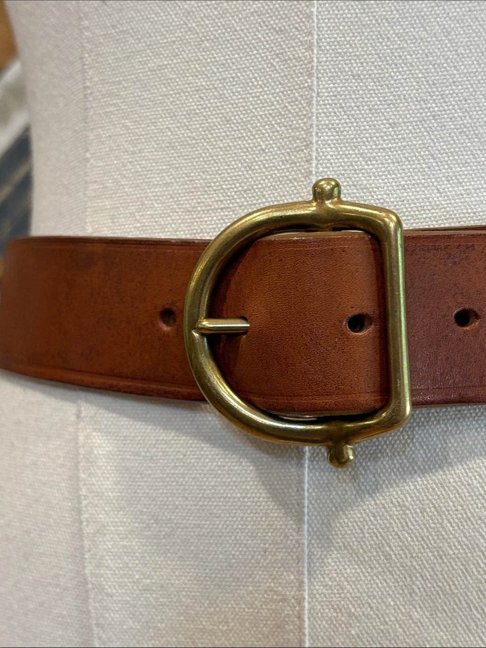 Vintage Ralph Lauren Saddlers Brown Leather Belt with Brass Buckle size Small